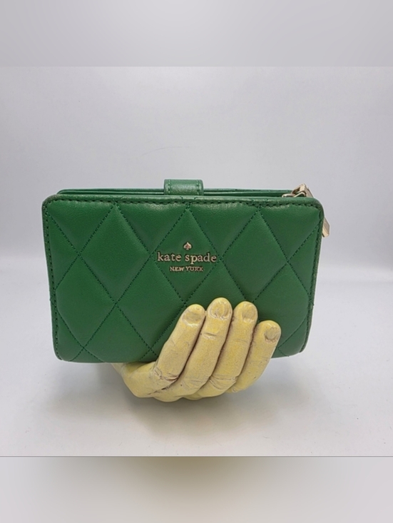 kate spade Handbags - KATE SPADE Carey Medium Compact Bifold Wallet in Bright Green Quilted Leather